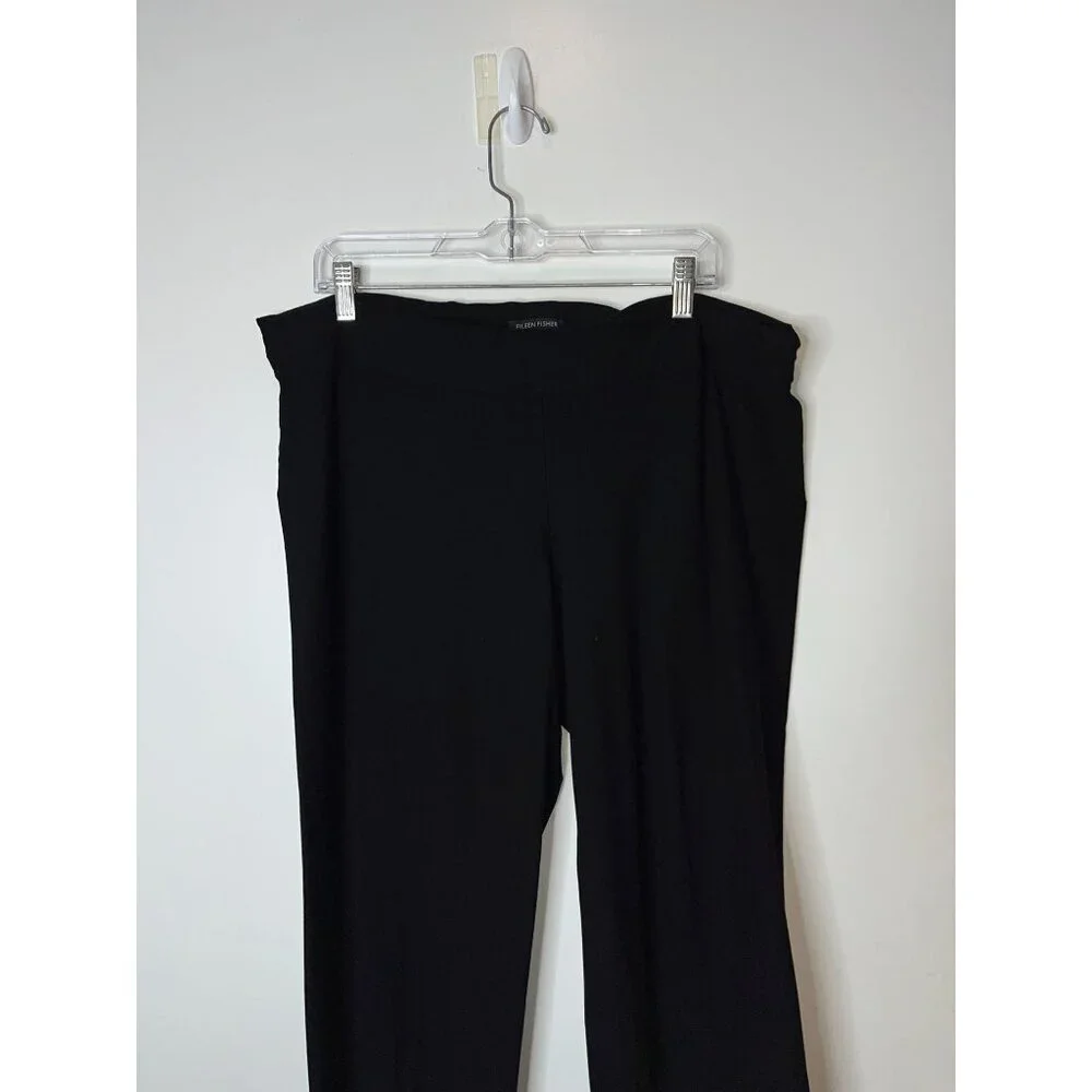 Eileen Fisher Black Wide-Leg Pull-On Pants Womens L - Picture 3 of 9